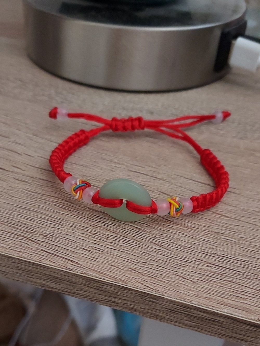 Red Braided Bracelet with Jade Accent